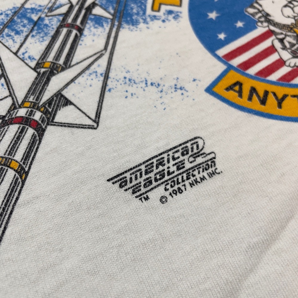 VTG Rare 1987 F-14 Tomcat Top Gun T Shirt Mens Large White Single Stitch 80s USA - Picture 3 of 9